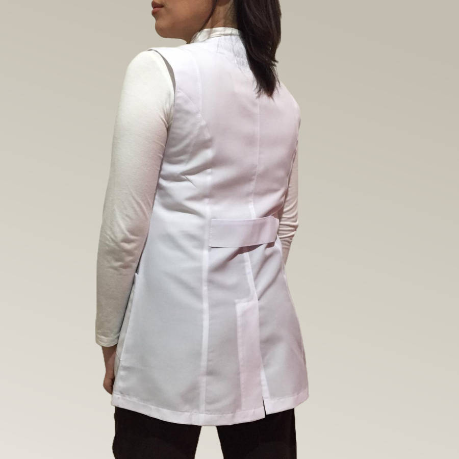 Jaleco Feminino Branco Acinturado Cavado Microtel - Imagem 3