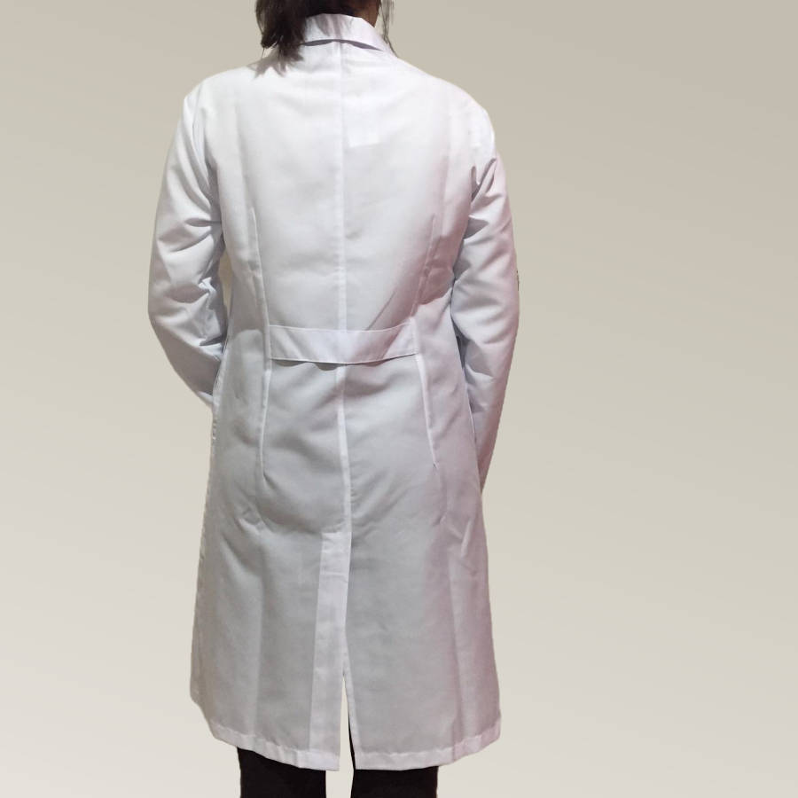 Jaleco Feminino Branco Acinturado Bolso Corte Faca Microfibra Leve Manga Longa Com Aleta - Imagem 6