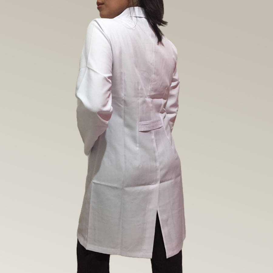 Jaleco Feminino Branco Acinturado 3 Tirinhas Gabardine Twill - Imagem 3