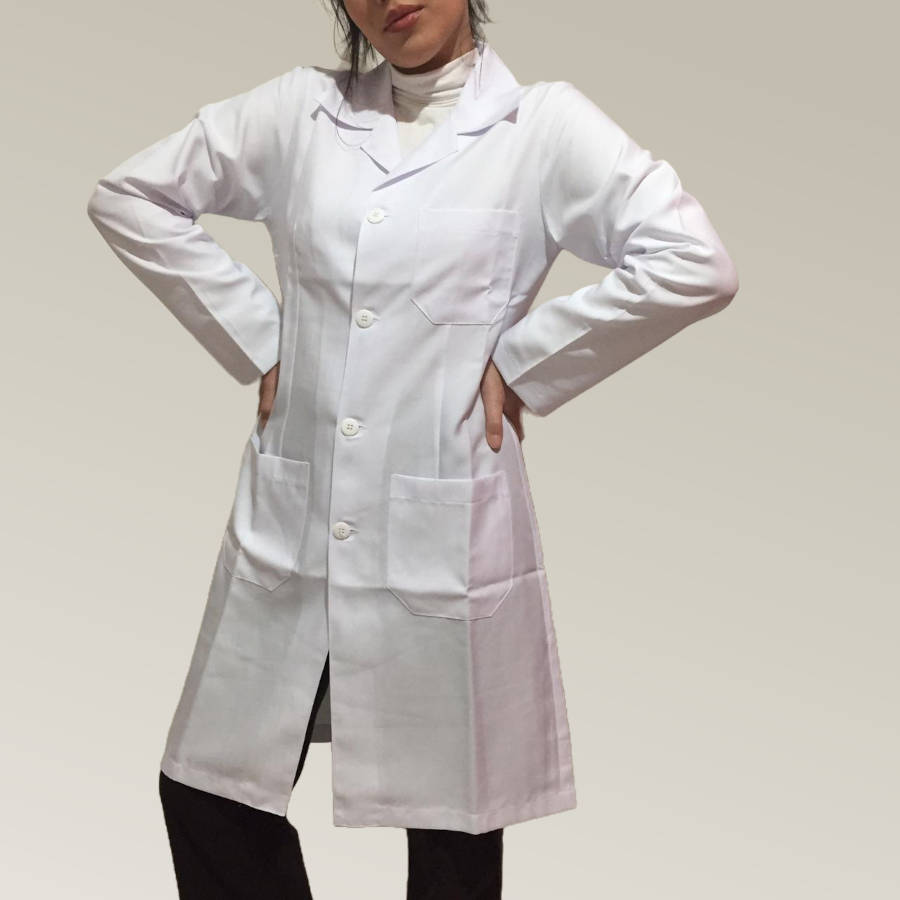 Jaleco Feminino Branco Acinturado 3 Tirinhas Gabardine Twill - Imagem 2