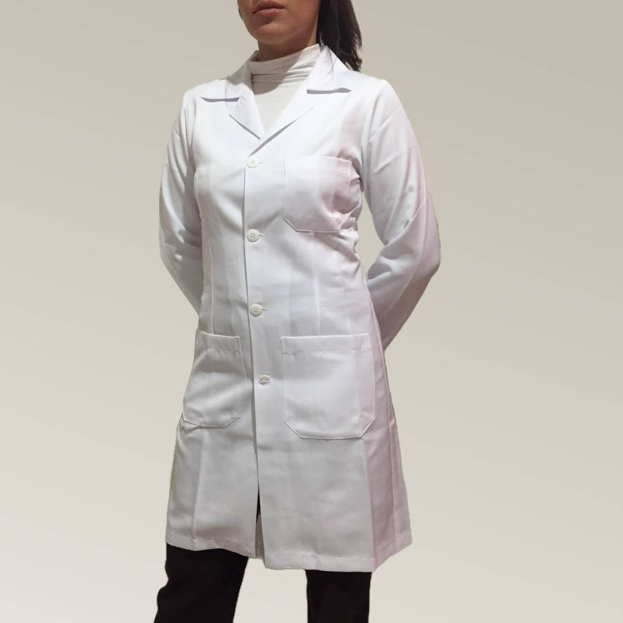 Jaleco Feminino Branco Acinturado 3 Tirinhas Microfibra Pesada