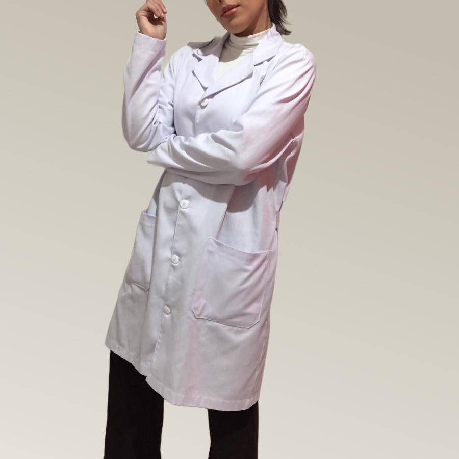 Jaleco De Algodão Branco Para Laboratório - Imagem 2