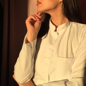 Jaleco Feminino Branco Acinturado Gabardine Microfibra Gola Padre