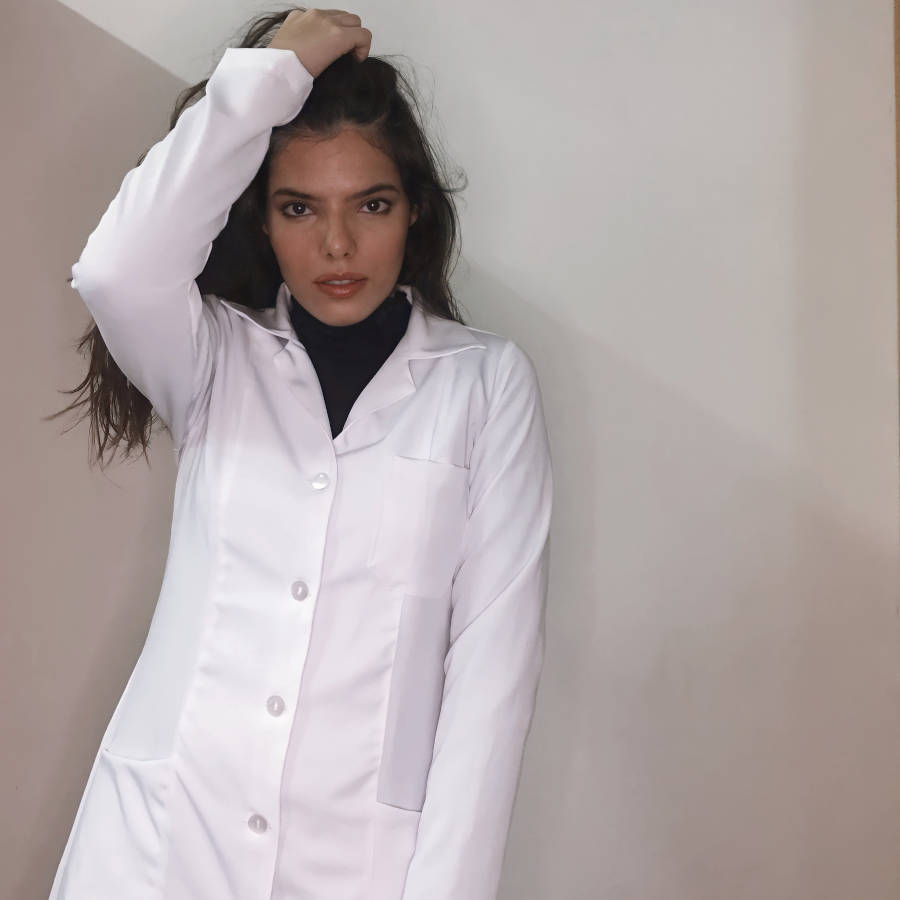 Jaleco Feminino Branco Acinturado Gabardine Premium Bi Stretch - Imagem 2